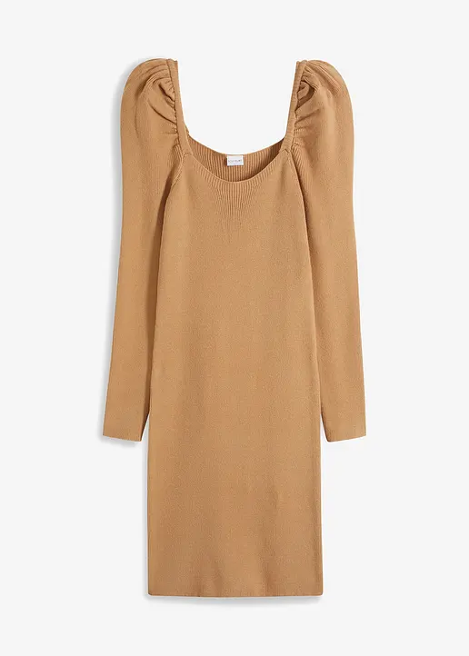 Strickkleid mit Karree-Ausschnitt in beige von vorne - bonprix Strickkleid mit Karree-Ausschnitt in beige von vorne - bonprix