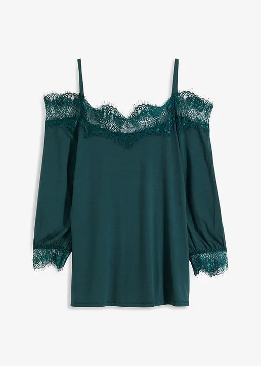 Shirt mit Spitze in grün von vorne - bonprix Shirt mit Spitze in grün von vorne - bonprix