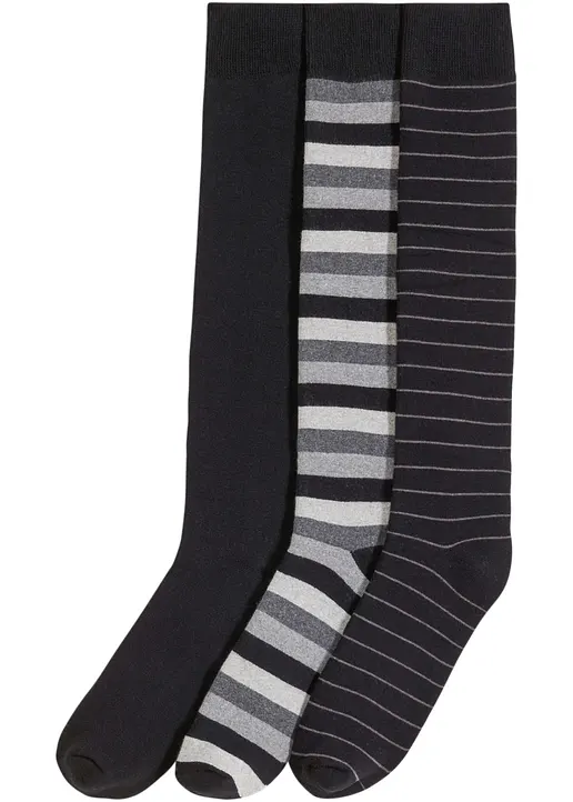 Thermo Kniestrümpfe mit weichem Innenfrottee mit Bio-Baumwolle (3er Pack) in schwarz von vorne - bonprix Thermo Kniestrümpfe mit weichem Innenfrottee mit Bio-Baumwolle (3er Pack) in schwarz von vorne - bonprix