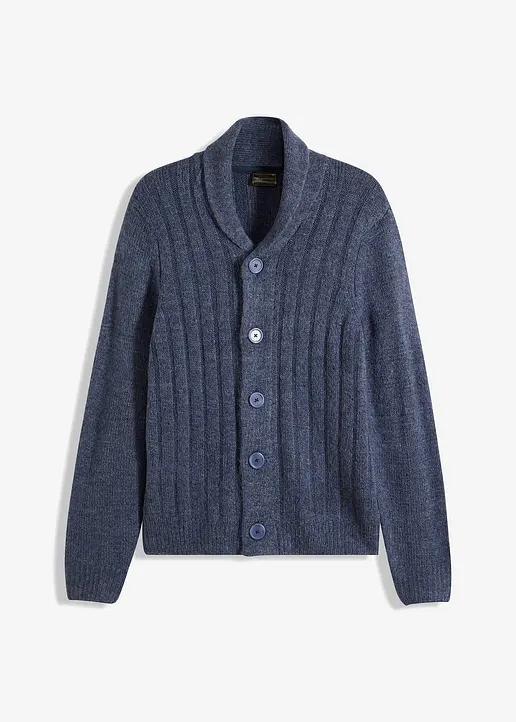 Strickjacke mit Rippenmuster in blau von vorne - bonprix Strickjacke mit Rippenmuster in blau von vorne - bonprix