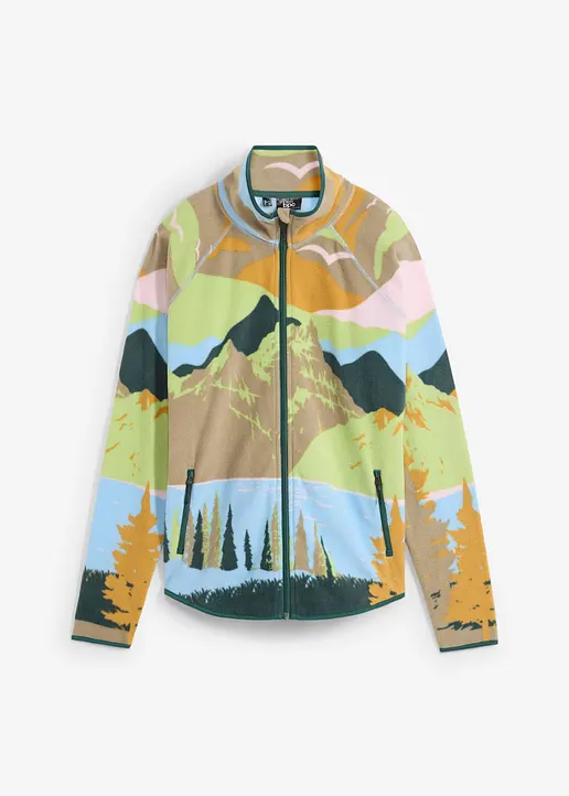 Fleecejacke mit Reißverschluss-Taschen in blau von vorne - bonprix Fleecejacke mit Reißverschluss-Taschen in blau von vorne - bonprix