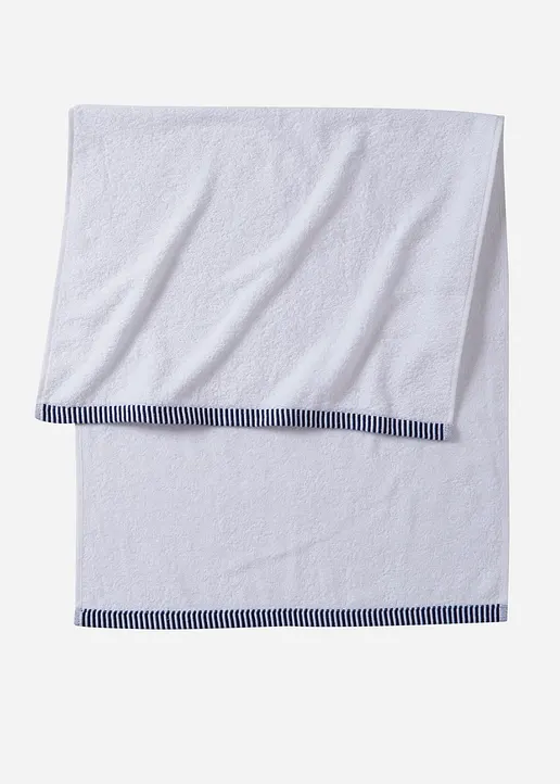 Handtuch mit gemustertem Saum in weiß von vorne - bonprix Handtuch mit gemustertem Saum in weiß von vorne - bonprix