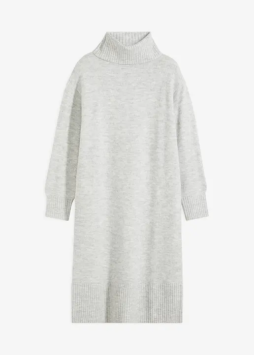Strickkleid mit Schlitz in grau von vorne - bonprix Strickkleid mit Schlitz in grau von vorne - bonprix