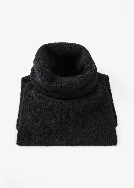 Wollschlauchschal mit Alpaka in schwarz von vorne - bonprix Wollschlauchschal mit Alpaka in schwarz von vorne - bonprix