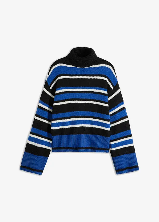 gestreifter Rollkragenpullover in schwarz von vorne - bonprix gestreifter Rollkragenpullover in schwarz von vorne - bonprix
