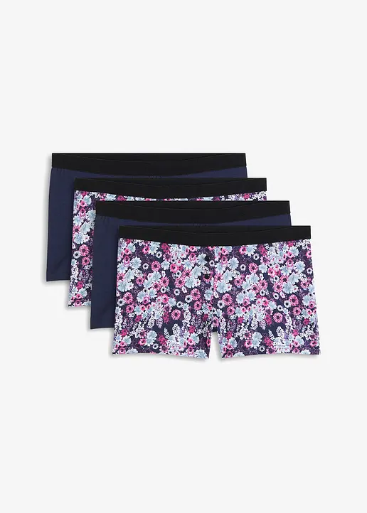 Damen Boxer mit Bio-Baumwolle (4er Pack) in blau von vorne - bonprix Damen Boxer mit Bio-Baumwolle (4er Pack) in blau von vorne - bonprix