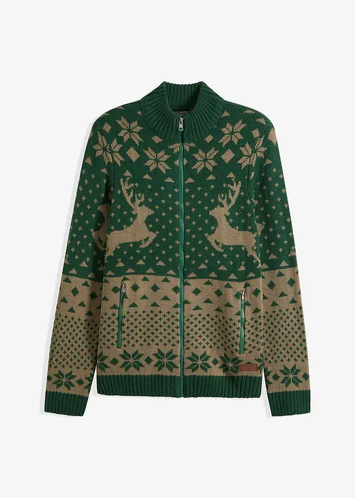 Norweger- Strickjacke in grün von vorne - bonprix Norweger- Strickjacke in grün von vorne - bonprix