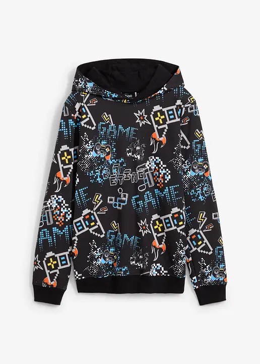 Hoodie aus reiner Bio-Baumwolle in schwarz von vorne - bonprix Hoodie aus reiner Bio-Baumwolle in schwarz von vorne - bonprix