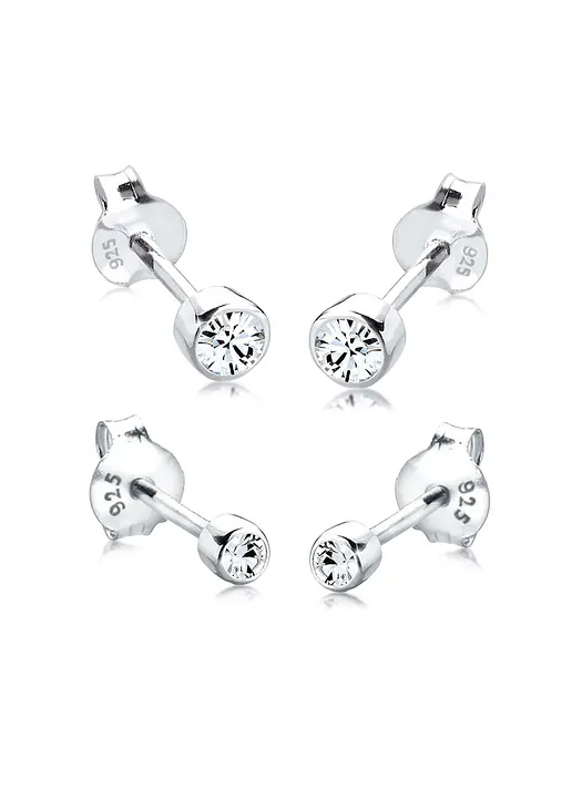 Elli Ohrsteckerset aus 925er Sterling Silber (4-tlg.Set) in silber von vorne - elli Elli Ohrsteckerset aus 925er Sterling Silber (4-tlg.Set) in silber von vorne - elli
