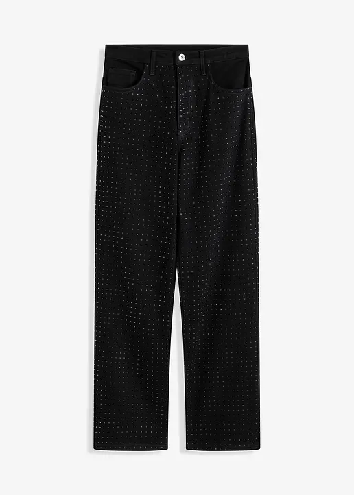 Stretch-Hose mit Glitzersteinen in schwarz von vorne - bonprix Stretch-Hose mit Glitzersteinen in schwarz von vorne - bonprix