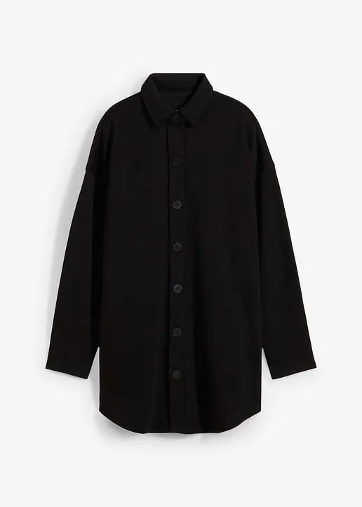 Long-Sweatjacke mit Taschen in schwarz von vorne - bonprix Long-Sweatjacke mit Taschen in schwarz von vorne - bonprix