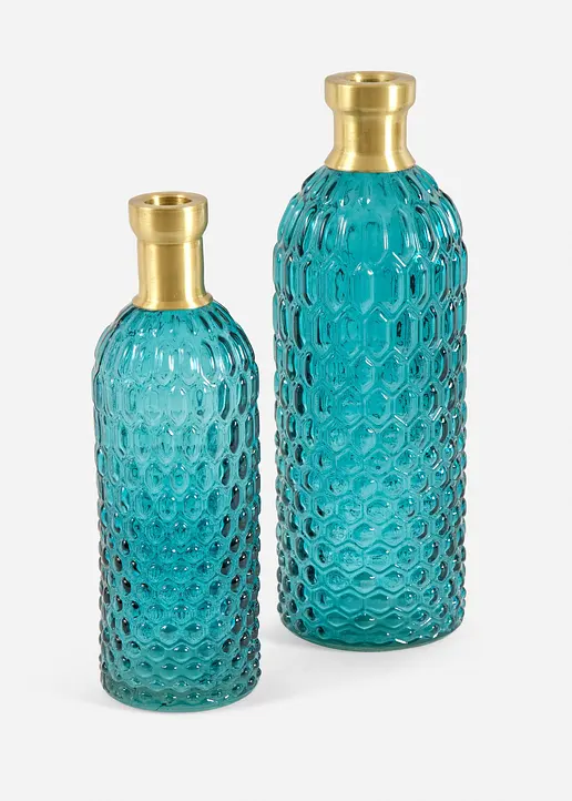 Kerzenhalter/Vasen (2-tlg. Set) in blau von vorne - bonprix Kerzenhalter/Vasen (2-tlg. Set) in blau von vorne - bonprix