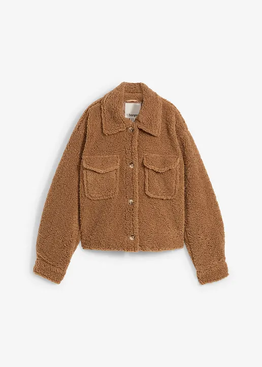 Teddyfelljacke mit aufgesetzten Taschen in braun von vorne - bonprix Teddyfelljacke mit aufgesetzten Taschen in braun von vorne - bonprix