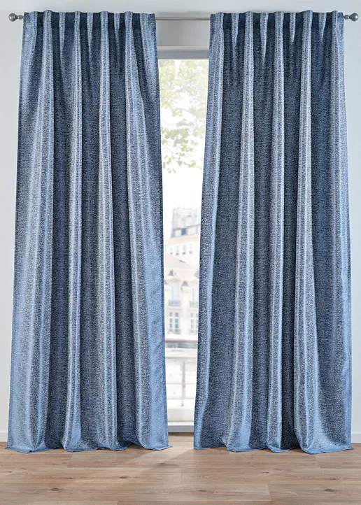 Jacquard Vorhang meliert (1er Pack) in blau - bonprix Jacquard Vorhang meliert (1er Pack) in blau - bonprix