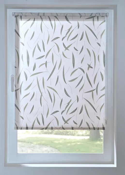 Blendschutz Sichtschutzrollo mit Blatt Druck in weiß - bonprix Blendschutz Sichtschutzrollo mit Blatt Druck in weiß - bonprix