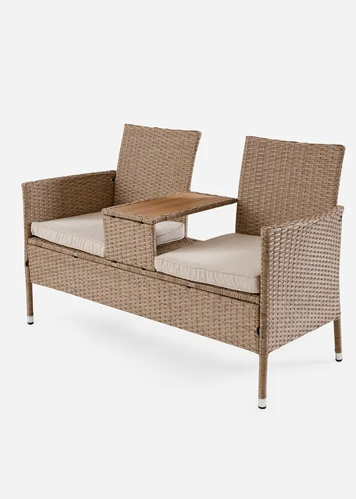 Gartenbank mit Mitteltisch in grau von vorne - bonprix Gartenbank mit Mitteltisch in grau von vorne - bonprix