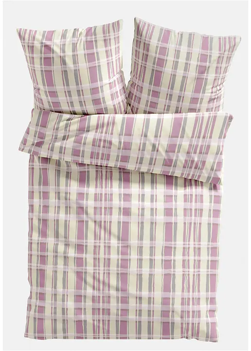 Bettwäsche mit Karos in lila von vorne - bonprix Bettwäsche mit Karos in lila von vorne - bonprix