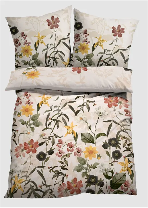 Bettwäsche mit Blumen Design in beige von vorne - bonprix Bettwäsche mit Blumen Design in beige von vorne - bonprix