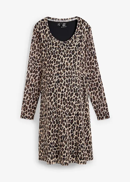 2-in-1 Umstands- und Stillkleid mit Leoprint in braun von vorne - bonprix 2-in-1 Umstands- und Stillkleid mit Leoprint in braun von vorne - bonprix