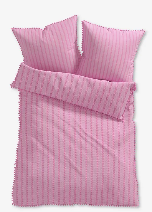 Bettwäsche mit Pompons in rosa von vorne - bonprix Bettwäsche mit Pompons in rosa von vorne - bonprix