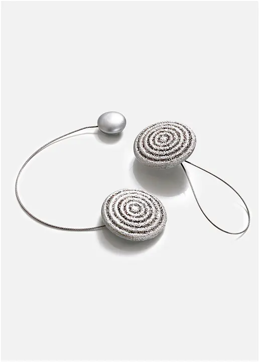 Raffhalter mit Magnet (2er Pack) in silber von vorne - bonprix Raffhalter mit Magnet (2er Pack) in silber von vorne - bonprix