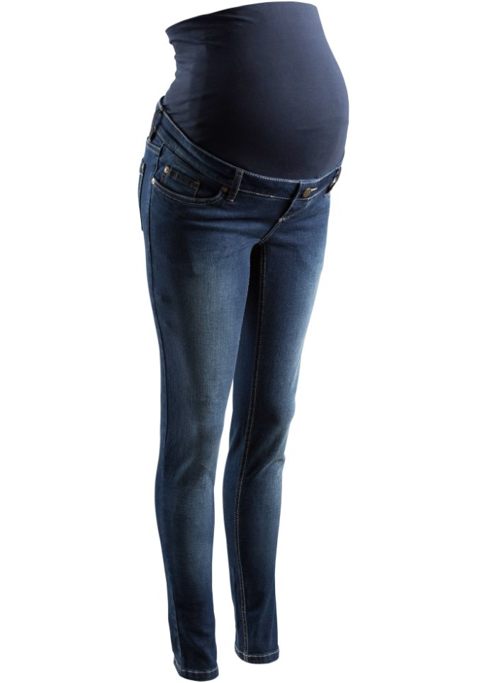 Umstandsjeans im Skinny Fit in blau von vorne - bpc bonprix collection