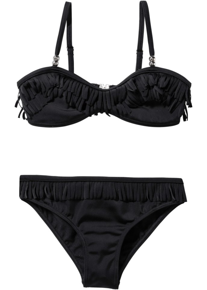 Mädchen Bikini (2-tlg. Set) in schwarz von vorne - bpc bonprix collection