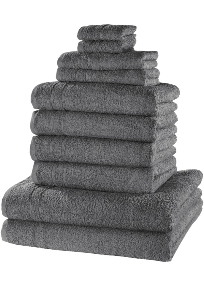 Handtuch Set (10-tlg. Set) in grau von vorne - bpc living bonprix collection