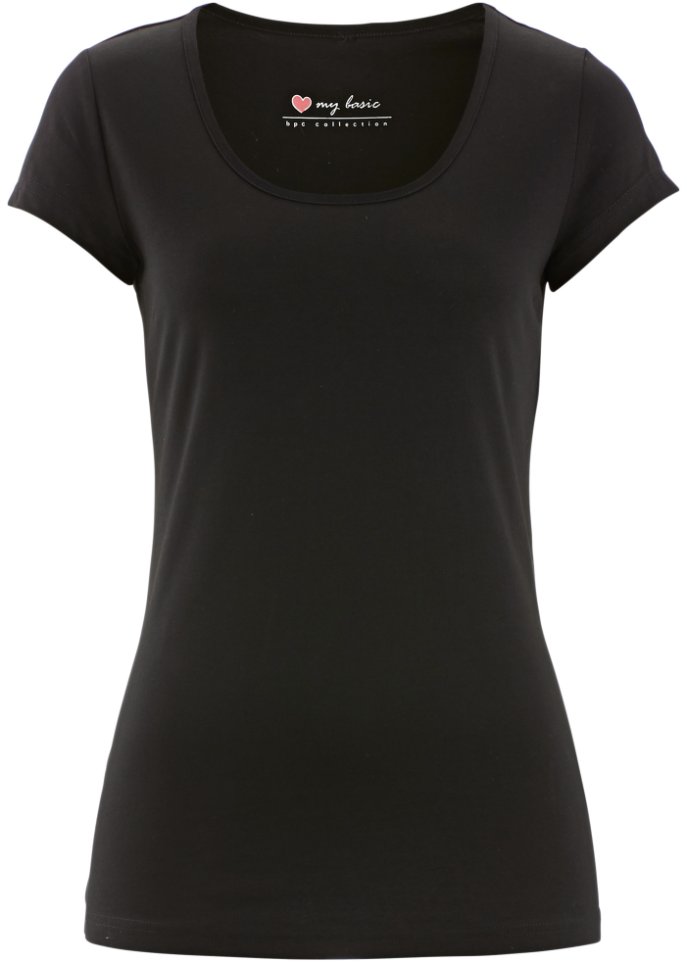 Stretch-Shirt, Kurzarm in schwarz von vorne - bpc bonprix collection