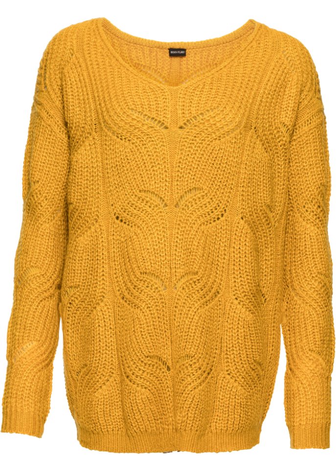 Oversize-Pullover in gelb von vorne - BODYFLIRT