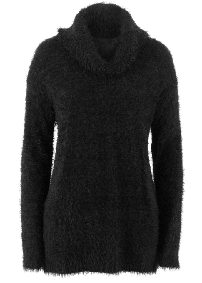Oversize-Flausch-Pullover in schwarz von vorne - bpc bonprix collection