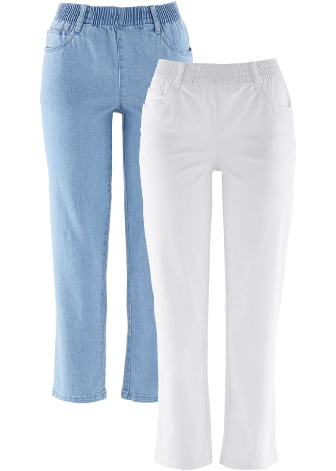 Straight Jeans, Mid Waist, Bequembund, (2er-Pack) in weiß von vorne - bpc bonprix collection