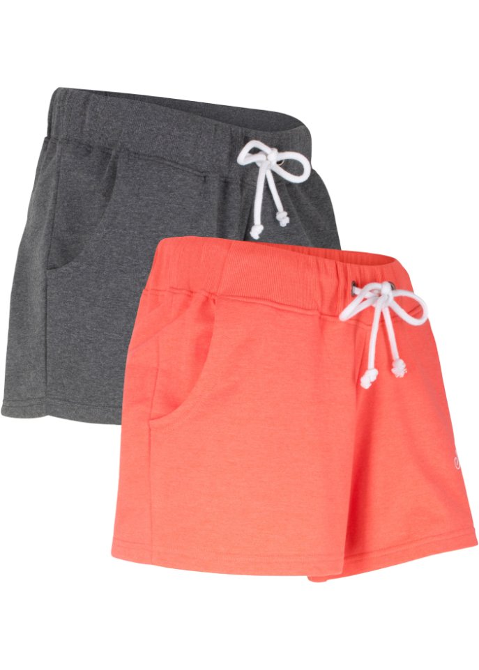 Sweat-Shorts (2er Pack), kurz in orange von der Seite - bpc bonprix collection