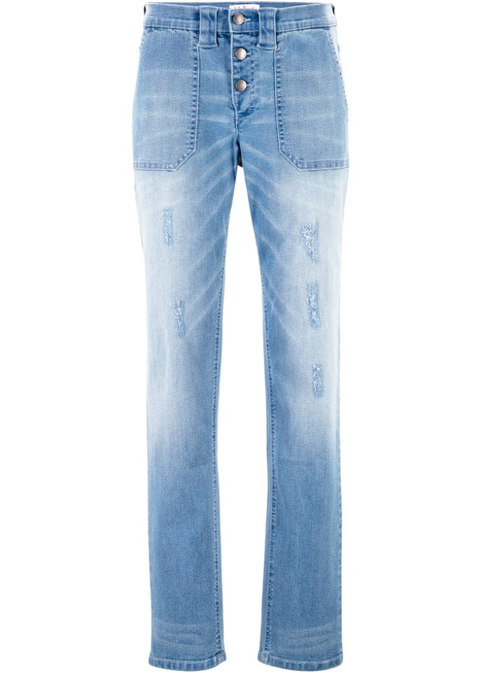 Komfort-Stretch-Boyfriend-Jeans in blau von vorne - John Baner JEANSWEAR