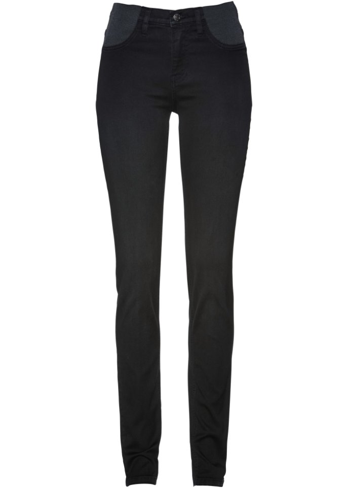 Jeans mit bequemem Bund in schwarz von vorne - bpc selection