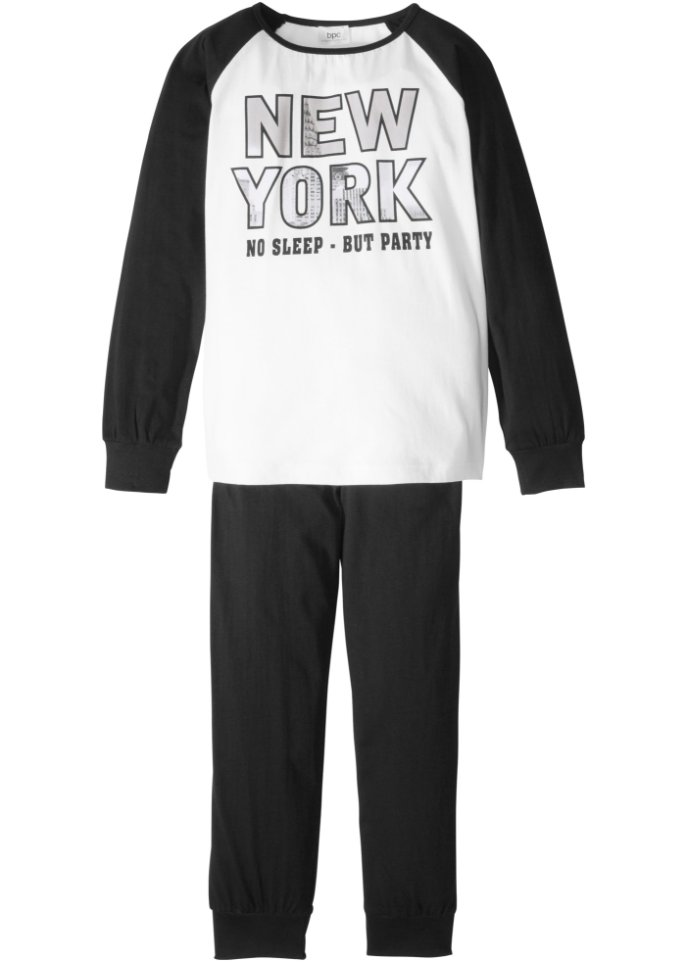 Pyjama (2-tlg.) in schwarz von vorne - bpc bonprix collection