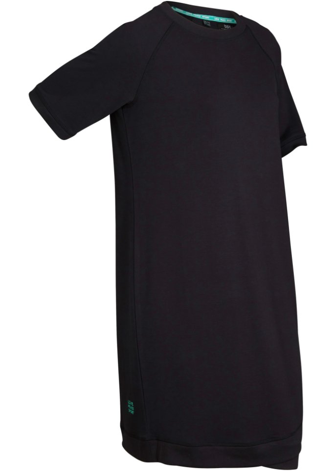 Sweatkleid mit Viskose, kurzarm in schwarz von der Seite - bpc bonprix collection