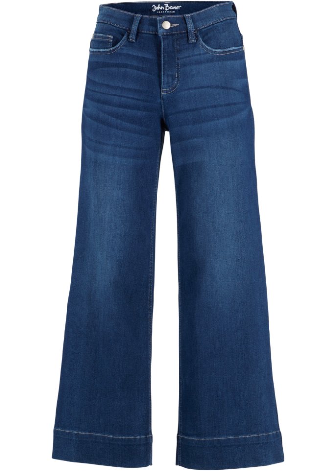 7/8 Ultra-Soft-Jeans, Culotte in blau von vorne - John Baner JEANSWEAR