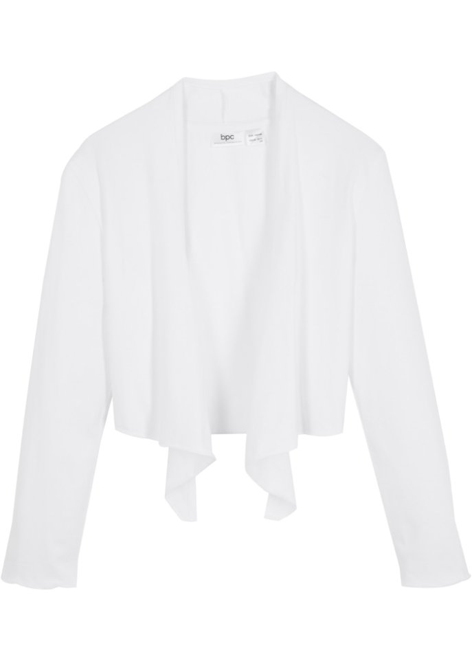 Mädchen Shirt-Bolero zum Knoten mit Bio-Baumwolle in weiß von vorne - bpc bonprix collection