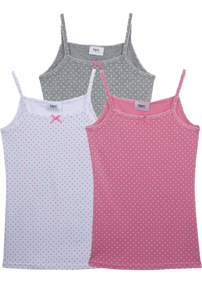 Mädchen Unterhemd (3er Pack) in rosa von vorne - bpc bonprix collection