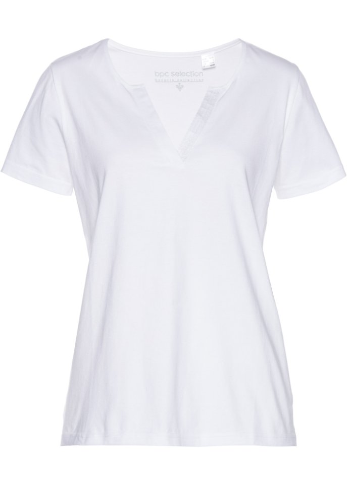 T-Shirt mit Pailletten in weiß von vorne - bpc selection