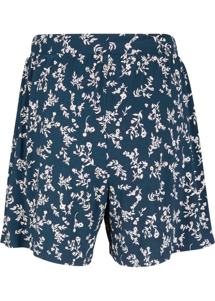 Jersey-Shorts mit Bindeband in blau von hinten - bpc bonprix collection