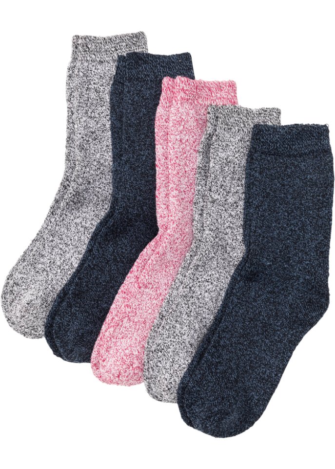 Thermo Frottee Socken mit Bio-Baumwolle (5er Pack) in blau - bpc bonprix collection