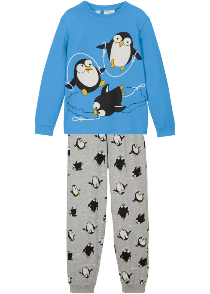 Kinder Pyjama mit Bio-Baumwolle (2-tlg.Set) in blau von vorne - bpc bonprix collection