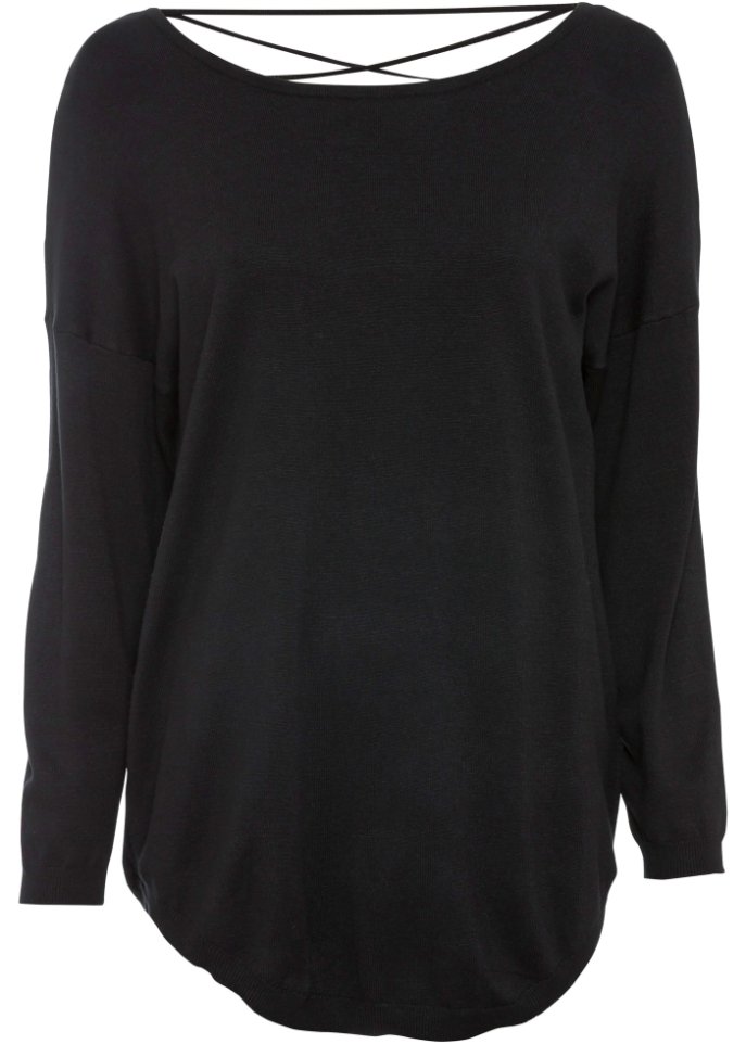 Pullover mit V-Ausschnitt hinten in schwarz von vorne - BODYFLIRT