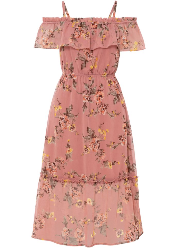 Off-Shoulder-Kleid in rosa von vorne - BODYFLIRT