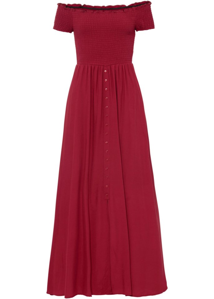 Kleid mit Smock-Detail in rot von vorne - BODYFLIRT boutique