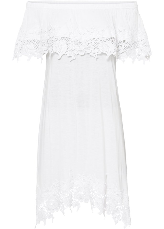 Carmen-Kleid in weiß von vorne - BODYFLIRT
