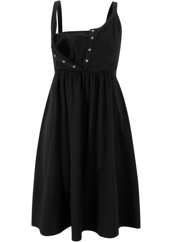 Umstandskleid/Stillkleid aus Bio-Baumwolle in schwarz von vorne - bpc bonprix collection