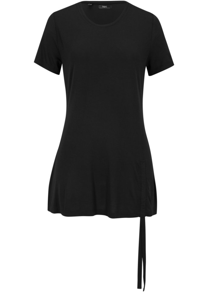Shirt mit Raffung, 1/2- Arm in schwarz von vorne - bpc bonprix collection